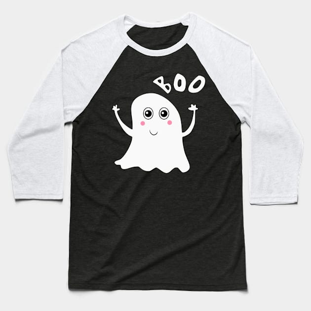 Cute Halloween Boo Ghost Baseball T-Shirt by Nerd_art